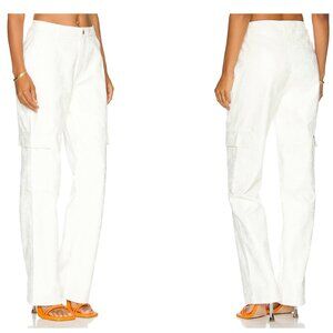 AFRM Noe Faux Leather Cargo Pant White/Snake Emboss. Size 26.